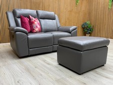 Fabb 'Maverick' 2 Seater Sofa + Storage Footstool Manual Recliner Grey BRAND NEW