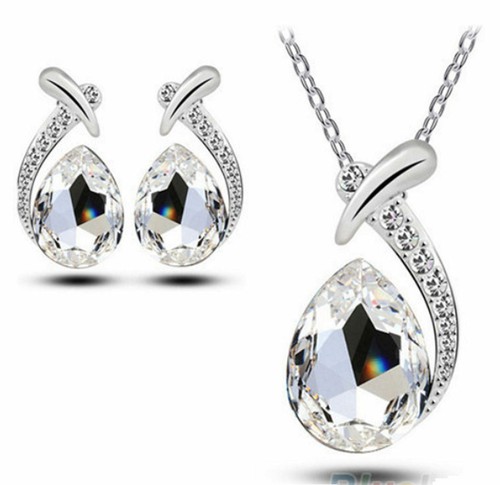 Crystal teardrop necklace - necklace, &