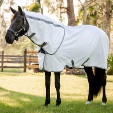Horseware Amigo Summer Sheet Plus Fly Turnout Rug - Navy Check/Titanium/Silver