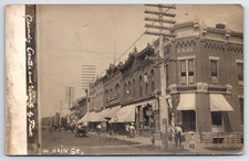 Grundy Center IA Iowa West Main Street Real Photo Vintage Postcard Horse