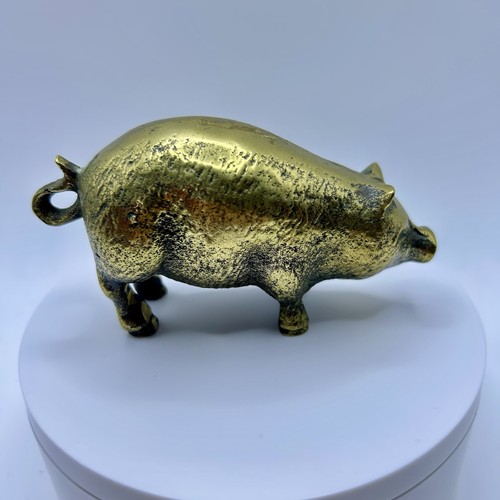 Vintage solid brass pig hog - brass,