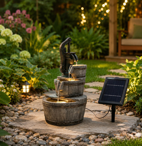 Solar garden water feature - garden,