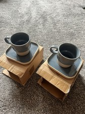Futon Company Steel Blue Tea Set Mug And Saucer - 2 Sets