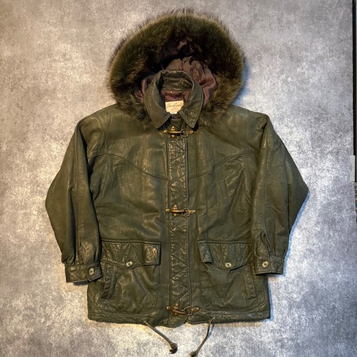 Vintage green leather parka - green,