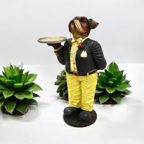 Elegant resin bulldog butler - bulldog,