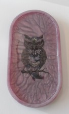 Handmade Resin Trinket / Soap Dish With Owl Design Purple