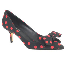Dolce and Gabbana Heels Bow Black Red Polka Dot Retro 50s 60s Pumps 37.5 UK4.5