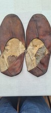 Vintage Mens Brown Leather Slippers, Size 10