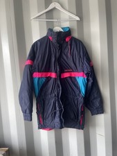 Vintage 80s mens Nevica Neige Ski Jacket navy blue pink waterproof retro parka 