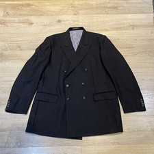 Crombie Blazer Jacket  Double Breasted Charcoal Grey Wool Cashmere Size 46L Mens