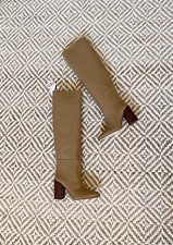 Zara Camel Brown Leather High Heel Knee High Boots UK6 EU39 US8 # 958