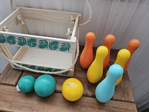 Wooden skittles set kids - wooden,