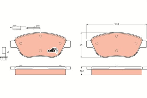 Gdb1483 trw brake pad set - gdb1483,