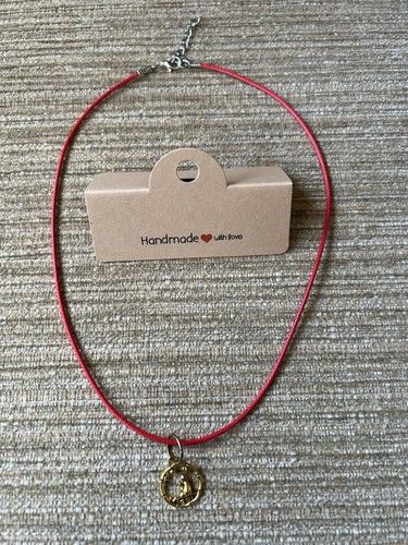 Handmade red cord necklace - red,