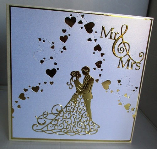 Handmade wedding card - handmade, golden