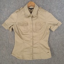 Tommy Hilfiger Shirt Womens 8 Beige Denim Explorer Adventure Safari Casual Top