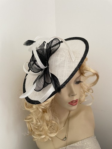 Fascinator ivorywhite black - fascinator,