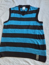 Vintage Adidas Striped V-neck Vest Blue/black Size Medium