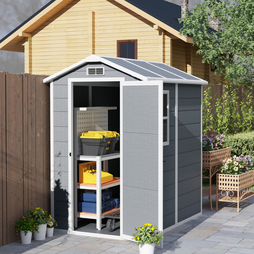 Spacious grey tool shed - spacious,