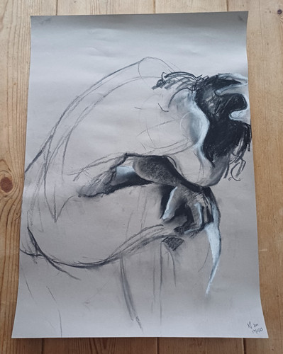 Charcoal and pastel - , life