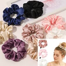 Large Silk Satin Scrunchies Hair Band  Women Fabric Elastic Bobble UK