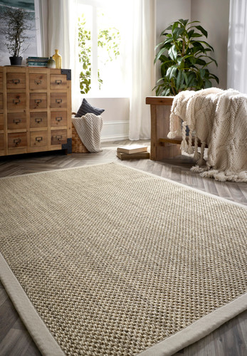 Bordered jute hallway - jute, runner