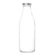 Glass milk bottle - milk, lid