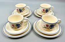 Boots Camargue 4x Trio Sets Cup, Saucer & Side Plates Stoneware Floral - England