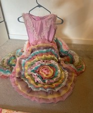 Hand Made Formal Frock 6 Years Multicolour Party Dress with matching hair band