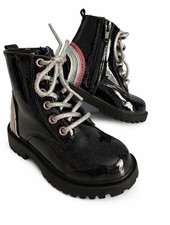 Girls Black Patent Rainbow