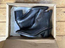 Zara Women Black Faux Leather Cowboy Ankle Boots UK7 EU41 New-ex shop display