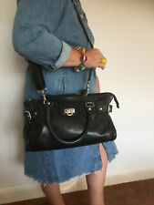 BOLLA DESIRABLE BLACK THICK QUALITY LEATHER TOTE SHOULDER ACROSS BODY GRAB BAG