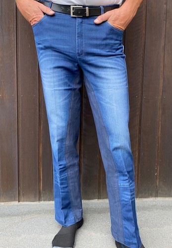 Mens denim full seat suede - denim,