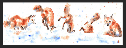 Watercolour hunting fox art - hunting,