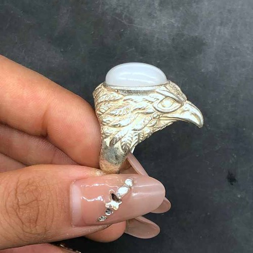 Men white jade ring - men's,