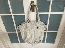 Nicole Farhi  Ivory Woven Leather Handbag M/L