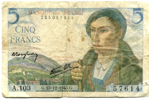 1943 france francs banknote - 1943,