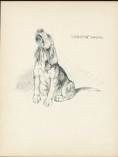 BEAGLE HOUND SINGING LOVELY VINTAGE 1933 DOG ART PRINT by KF BARKER