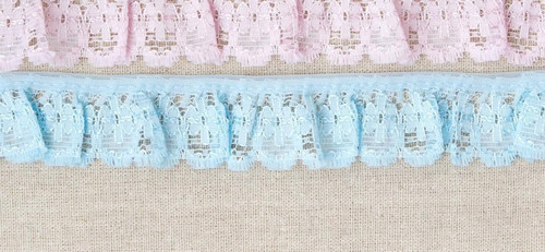 Gathered frilled lace - gathered, blue