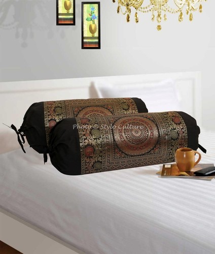 Bolster cover ethnic brocade - cover,