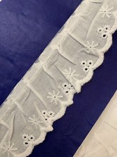 Lace, Broderie Anglaise, Gathered ,Insertion Slot Lace, 2m White BA56