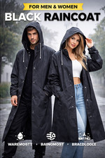 Waterproof Long Black Hooded