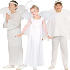 Child White Angel Gabriel Fancy Dress Costume Christmas Nativity Kids Outfit Age