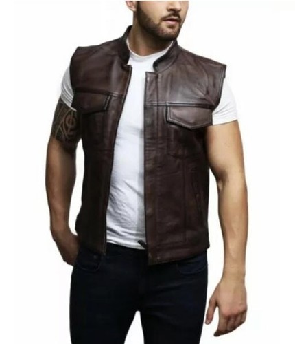 Soa men leather vest - men's,