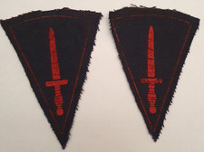Pair WW2 Commando Brigade Printed Cloth Dagger Formation Sign. Very Scarce 90mm