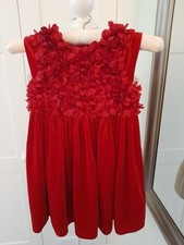 BNWOT Red Embellished Velvet Party Occasion Dress M&S Age 4-5 years Girls