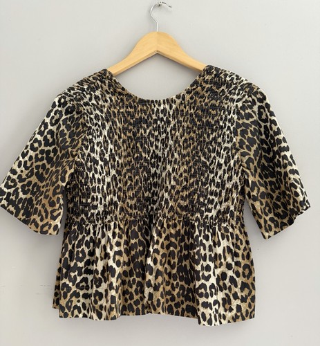 Ganni shirred peplum leopard - ganni,