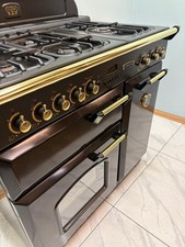 GAS LEISURE CLASSIC 90CM RANGE COOKER IN BLACK AND BRASS, Ref--ED258