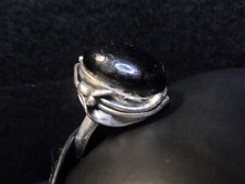 Art Nouveau Silver & Whitby Jet Finger Ring