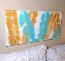 South West Feathers Painting head board bedroom latex on canvas original artist 